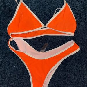 SHEIN Orange and White Bikini